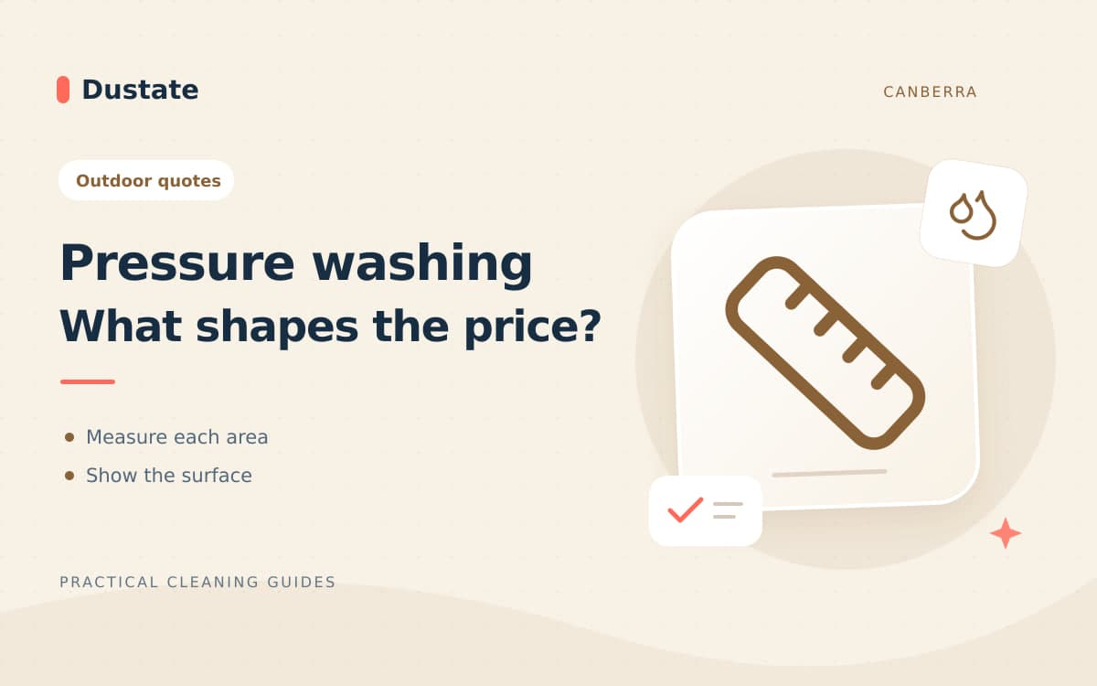 Illustrated Dustate guide: Pressure Washing Costs in Canberra: Areas, Photos and Quote Factors