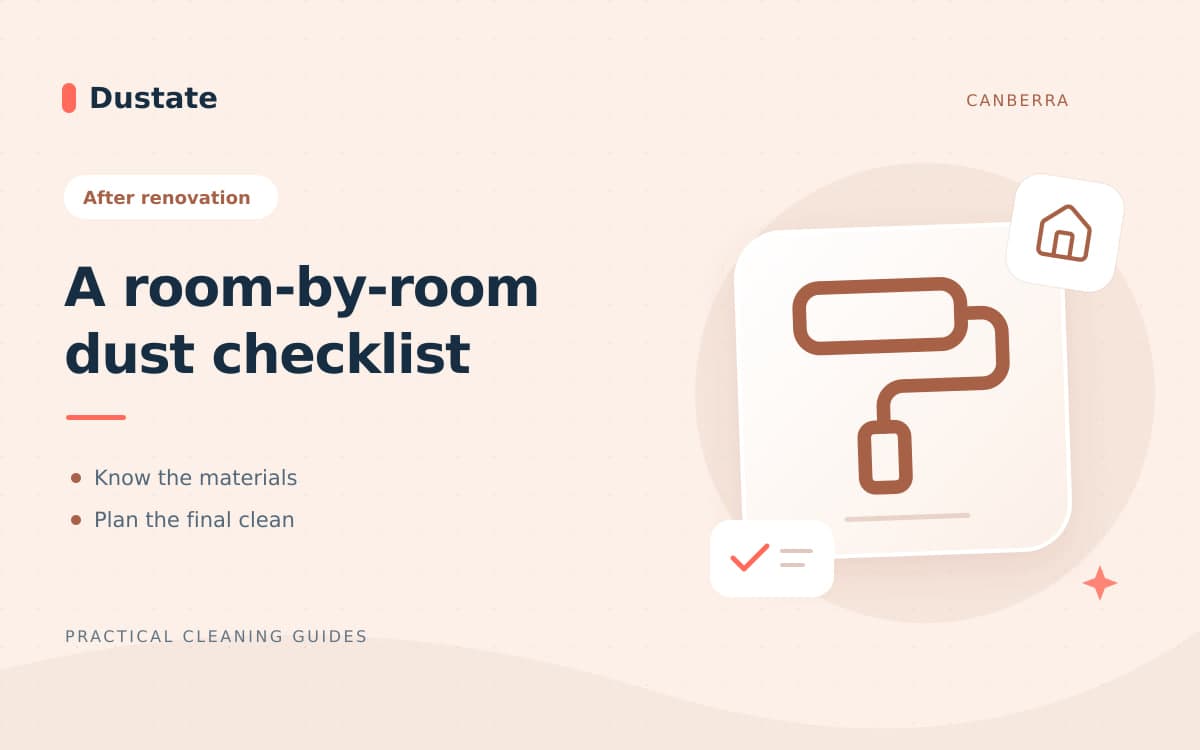 Illustrated Dustate guide: After-Renovation Cleaning: A Room-by-Room Dust Checklist