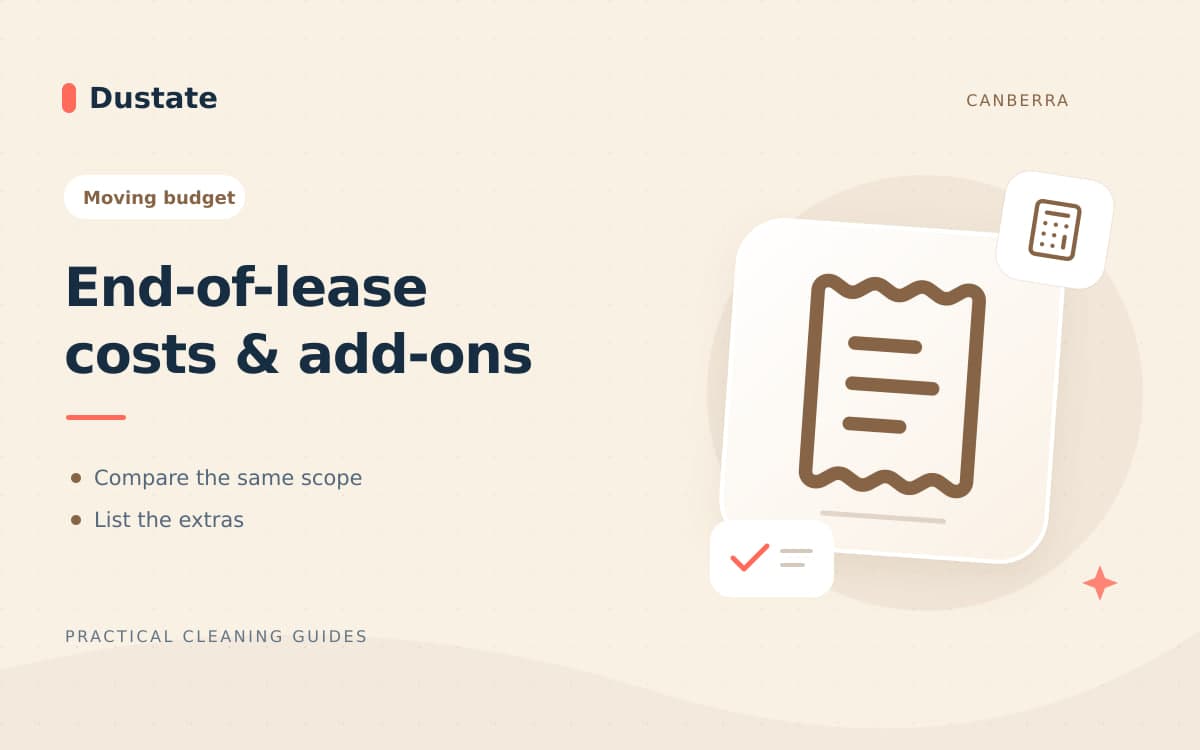 Illustrated Dustate guide: End of Lease Cleaning Costs in Canberra: Inclusions and Add-ons