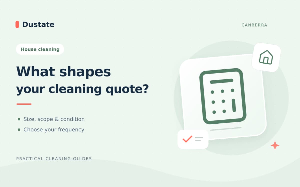 Illustrated Dustate guide: House Cleaning Costs in Canberra: Size, Scope and Frequency