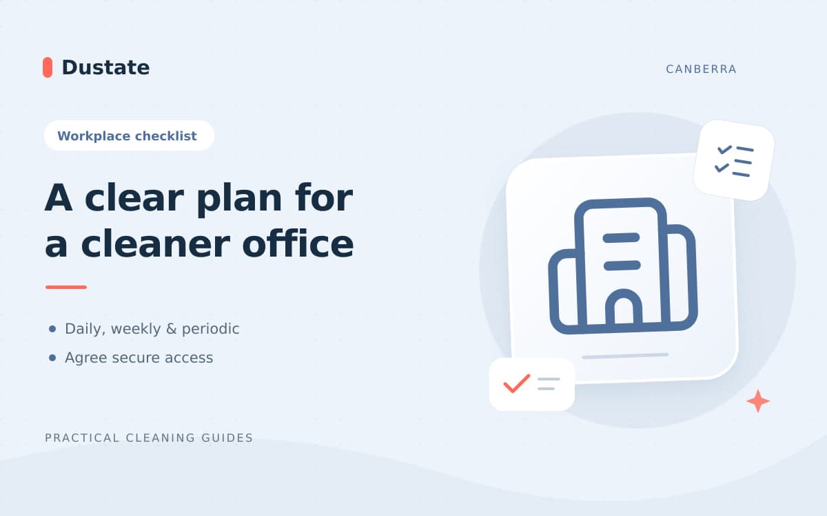 Illustrated Dustate guide: Office Cleaning Checklist: Daily, Weekly and Periodic Tasks