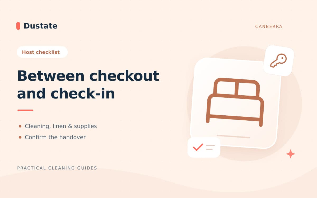 Illustrated Dustate guide: Airbnb Turnover Cleaning Checklist for Canberra Hosts