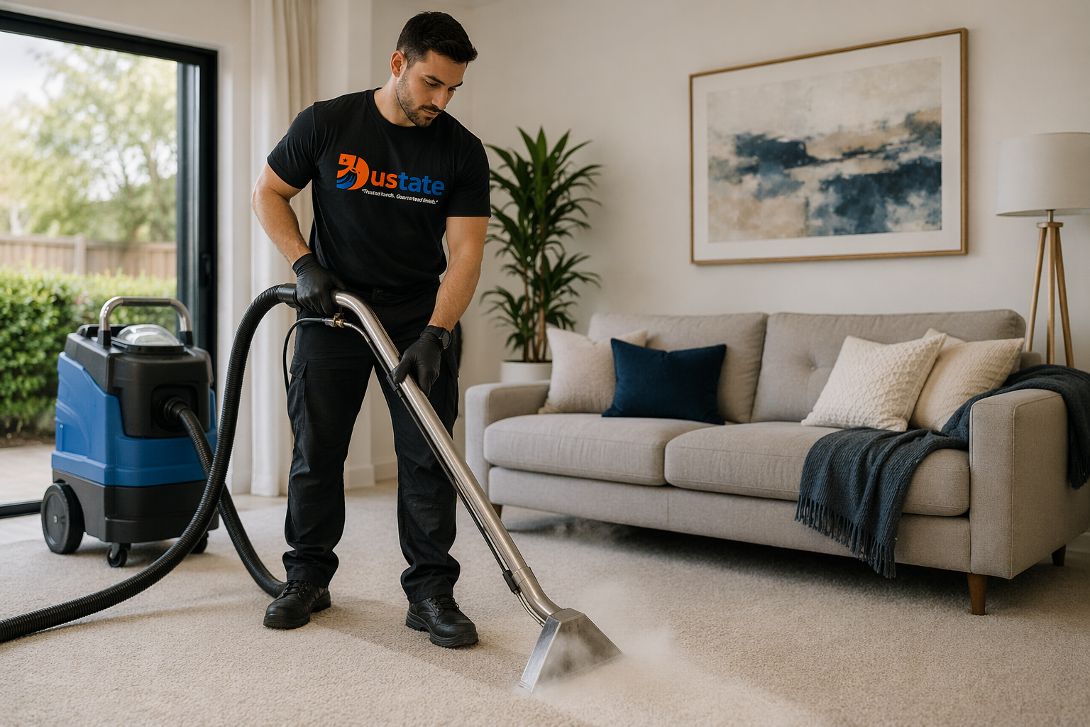 Professional cleaner wiping a kitchen counter